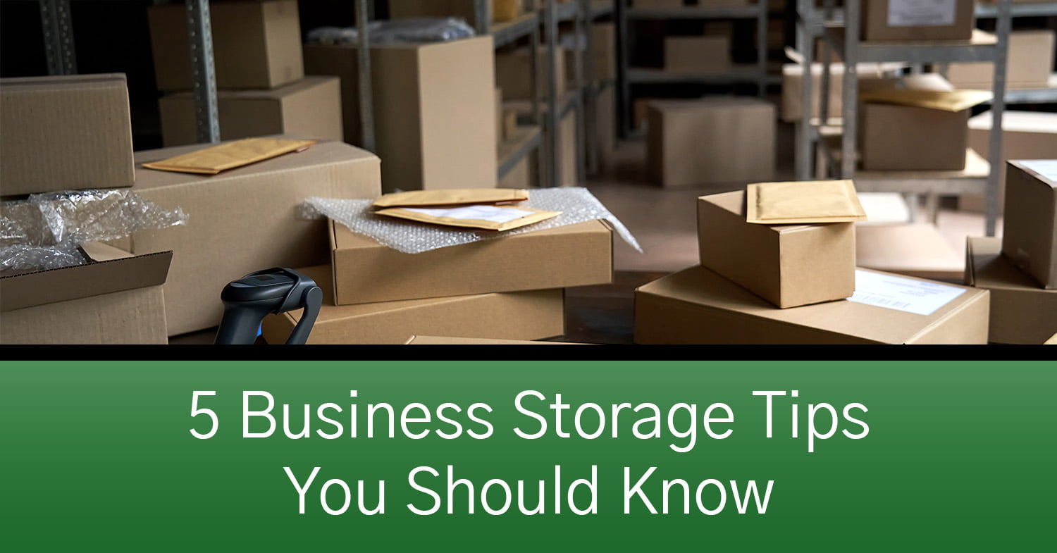 A business storage unit full of inventory and boxes.
