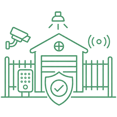 Icon representing a secure storage facility for businesses