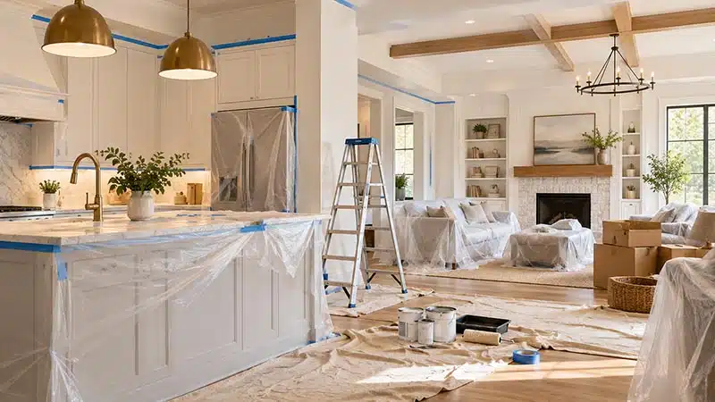 remodeling A kitchen and living room under construction